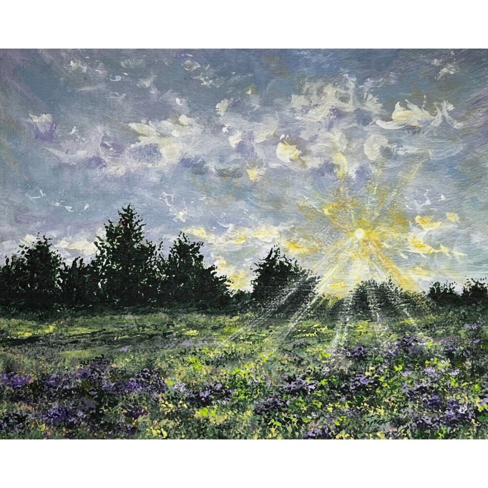 Field Of Light 8" x 10" Original Acrylic Landscape Painting Unframed Artwork - Picture 6 of 7